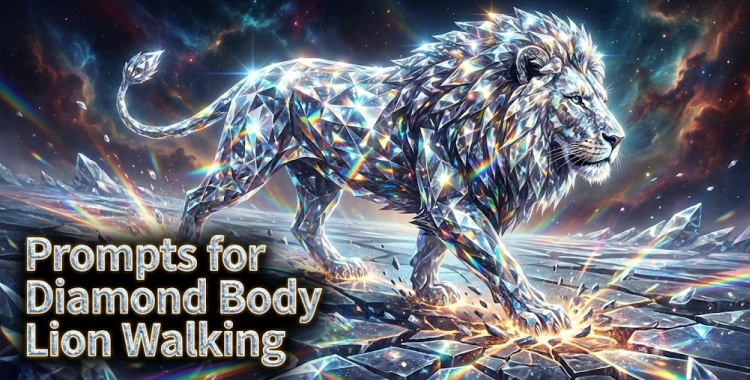 30 Creative AI Prompts for Diamond Body Lion Walking Art