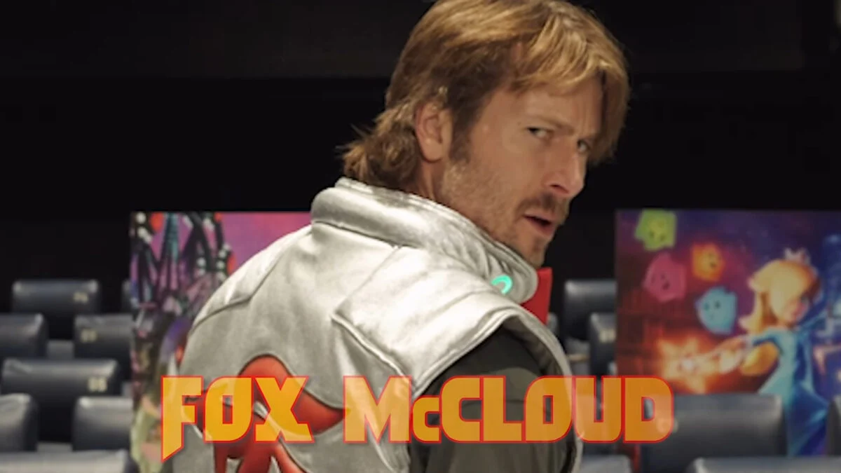 Glen Powell as Fox McCloud in Super Mario Galaxy - Star Fox Cosplay