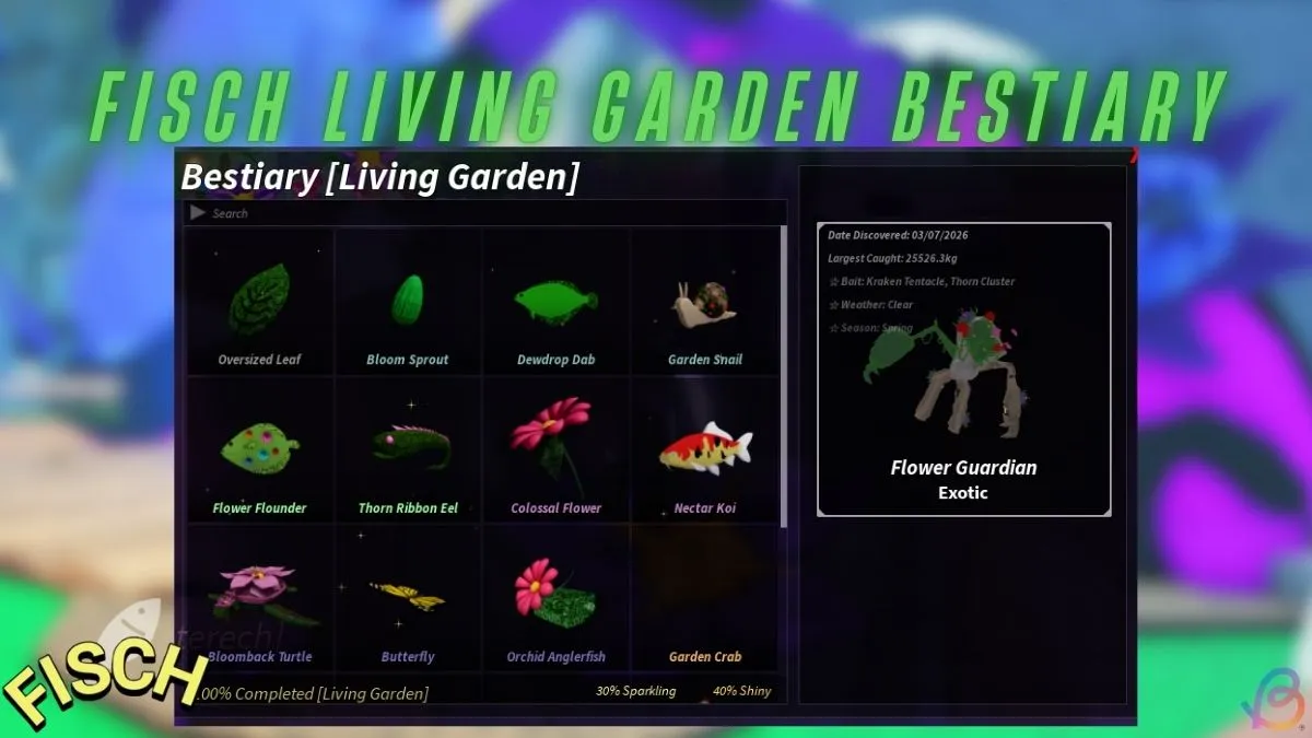 How to Complete Living Garden Bestiary in Fisch — Full Guide